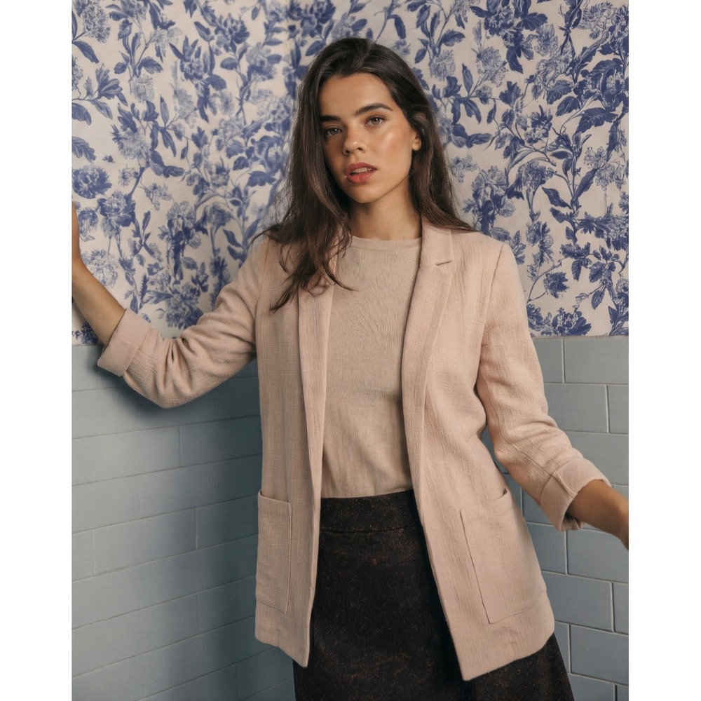 NWOT H&M DIVIDED Women's Blush Pink Casual Blazer Jacket Lightweight Size XS